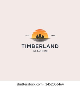Silhouette of pine trees logo design vector illustration