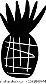 Silhouette pineapple on white background vector illustration hand draw desing