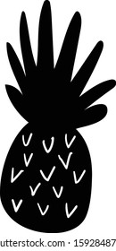 Silhouette pineapple on white background vector illustration hand draw desing