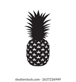 Silhouette of pineapple on white background