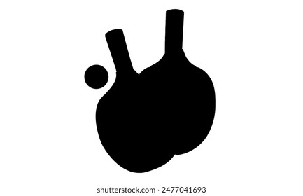 silhouette of ping pong rackets and ball