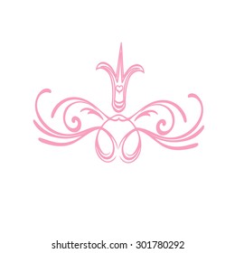 silhouette of a pink crown with flourishes underneath
