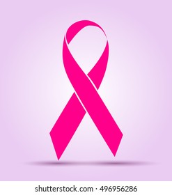 Silhouette of a pink ribbon. Vector illustration