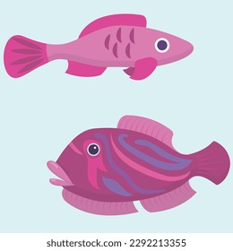 Silhouette of a pink tropical fish. Seamless pattern. Vector illustration.