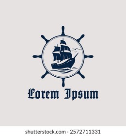 Silhouette Pirates Boat Logo Template