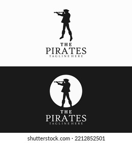 Silhouette de piratas, capitán de piratas con diseño del logotipo del Telescopio Eyes Eyeglass