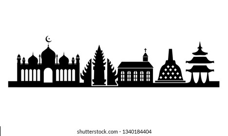 silhouette of places of worship Religious diversity 