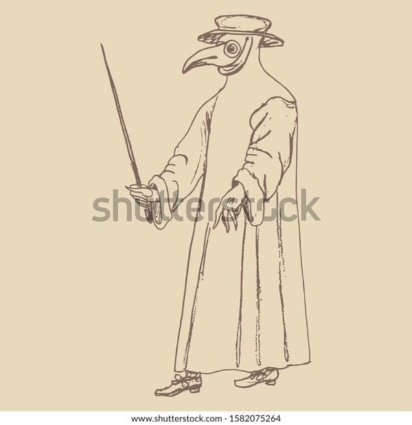 Silhouette Plague Doctor Medieval Spooky Character Stock Vector ...