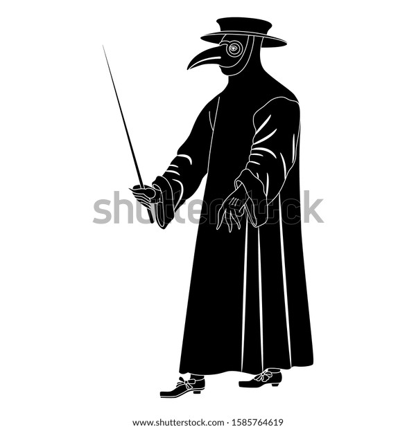 Silhouette Plague Doctor Medieval Spooky Costume Stock Vector (Royalty ...