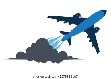 Silhouette of a Plane Crashing with Smoke Trail – Vector Illustration on White Background