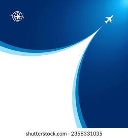 Silhouette of the plane open the sky behind it. Landing page flat design for travel or aircraft company. Vector