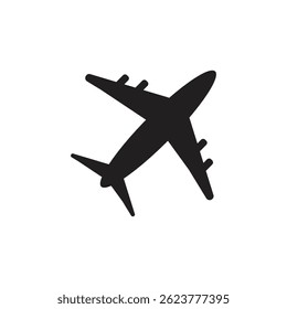 Silhouette of a plane. Simple vector illustration of a plane. Plane icon. Aeroplane icon.