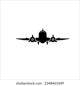 Silhouette of plane with two propellers. Vector Illustration