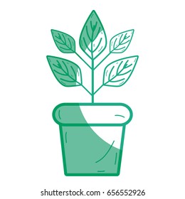 silhouette plant inside flowerpot to ecology preservation