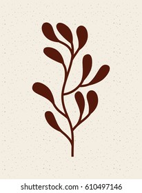 silhouette of plant with leaves. vector illustration