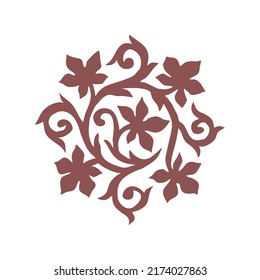 The silhouette of a plant stem is twisted in a circle. floral pattern