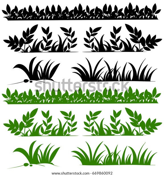 Silhouette Plants Grasses Stock Vector (Royalty Free) 669860092 ...