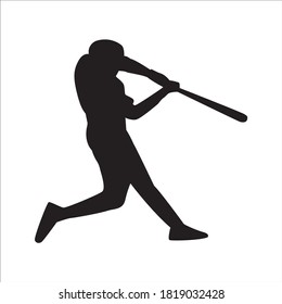 Silhouette of a Player Baseball, Vector Illustration