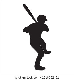 Silhouette of a Player Baseball, Vector Illustration