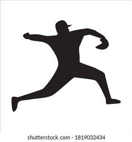 Silhouette of a Player Baseball, Vector Illustration