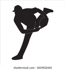 Silhouette of a Player Baseball, Vector Illustration