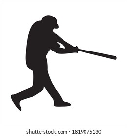 Silhouette of a Player Baseball, Vector Illustration