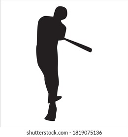 Silhouette of a Player Baseball, Vector Illustration