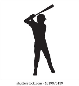 Silhouette of a Player Baseball, Vector Illustration