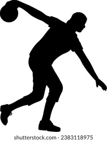 silhouette of a player of bowling