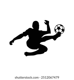 Silhouette of a Player Kicking Soccer Ball