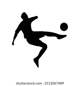 Silhouette of a Player Kicking a Soccer Ball