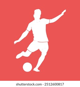 Silhouette of a Player Kicking Soccer Ball