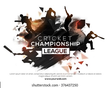 Silhouette of players in different playing actions on abstract paint stroke background for Cricket Championship League concept. - Shutterstock ID 376437250