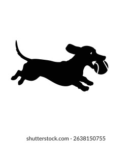 Silhouette: Playful Small Dog Sprinting with Ball