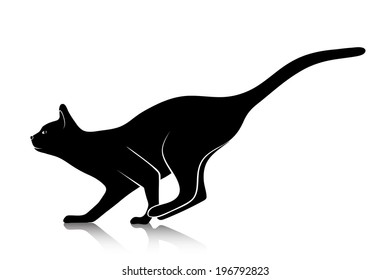 silhouette of a playing cat