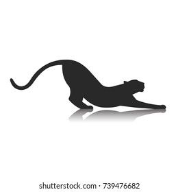 Silhouette of a playing cat.