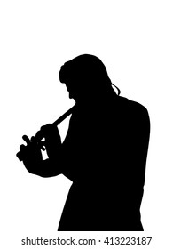 The silhouette playing a flute