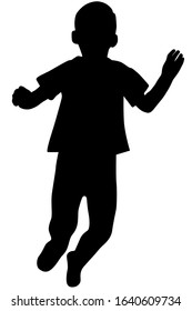 Silhouette of a playing and jumping happy boy. Vector illustration