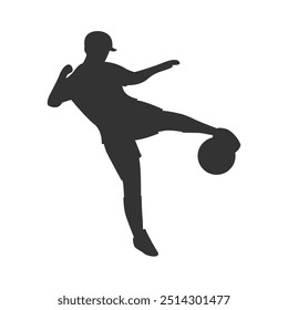 Silhouette Playing Soccer on the Field Design