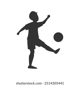 Silhouette Playing Soccer on the Field Design