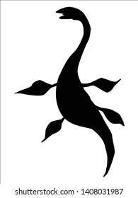 silhouette of plesiosaur, ancient sea monster