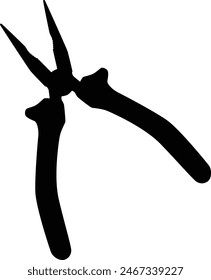 Silueta de la ilustración de alicates. Herramienta esencial en color negro. Accesorios de reparación para el hogar. 