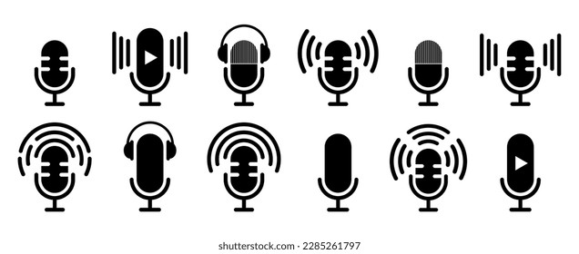 Silhouette podcast logo icon vector isolated. Vector icon set.