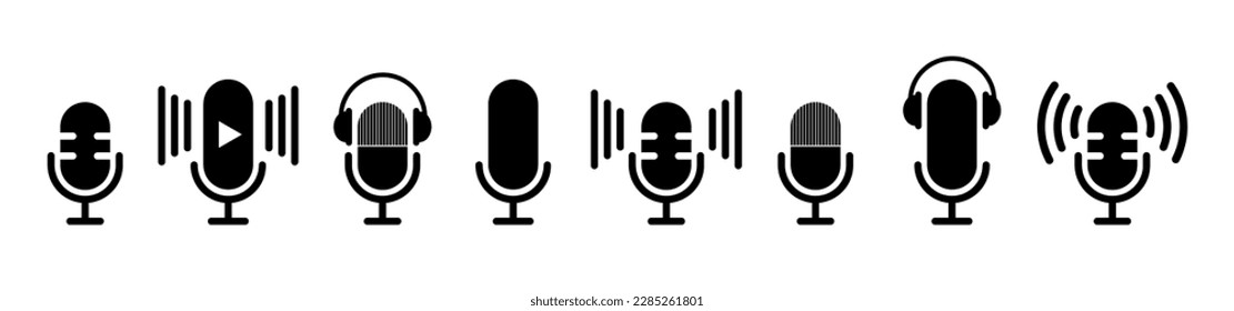 Silhouette Podcast Logo Symbol Vektorgrafik einzeln. Vektorsymbol.