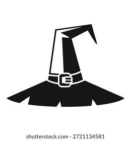 Silhouette of a pointed witch's hat with a buckle, perfect for halloween designs