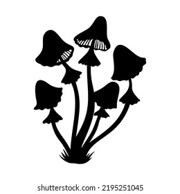 Silhouette of poisonous mushrooms, pale toadstool. Vector illustration of Halloween, design element.