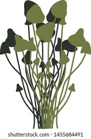 
silhouette of poisonous mushrooms with shadow