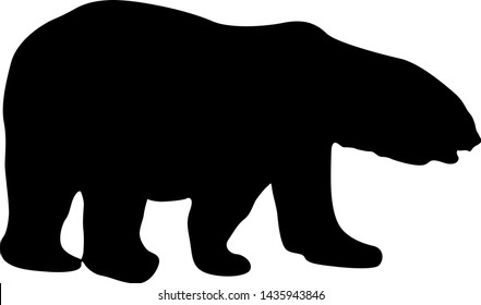 Silhouette polar bear on a white background