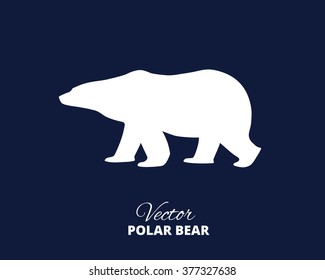 Silhouette of a polar bear. Walking or standing polar bear, side view.