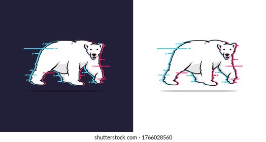 Silhouette Of Polar Bears Vector Effect Glitch for wallpaper, logo, web design, icon, t-shirt design.